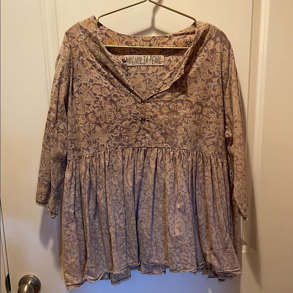 Magnolia Pearl Cropped Blouse Hand Block Printed